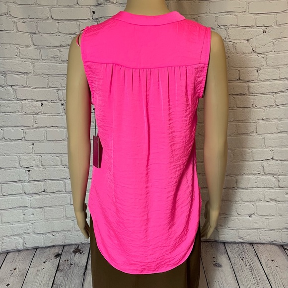 NWT New Vince Camuto Pink Rumpled Satin Sleeveless Blouse Size XS - Picture 4 of 12